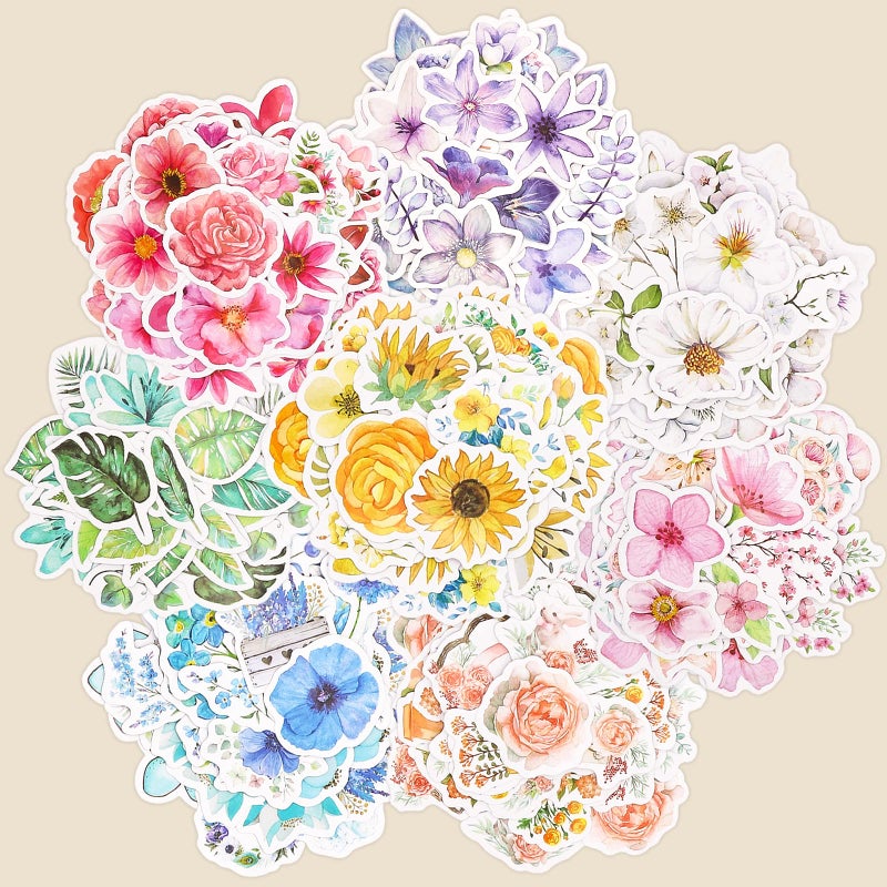 Knaid Flower Stickers Set (360 Pieces) Decorative Assorted Floral Sticker for Scrapbooking Planner Bullet Journals Supplies - Image 2